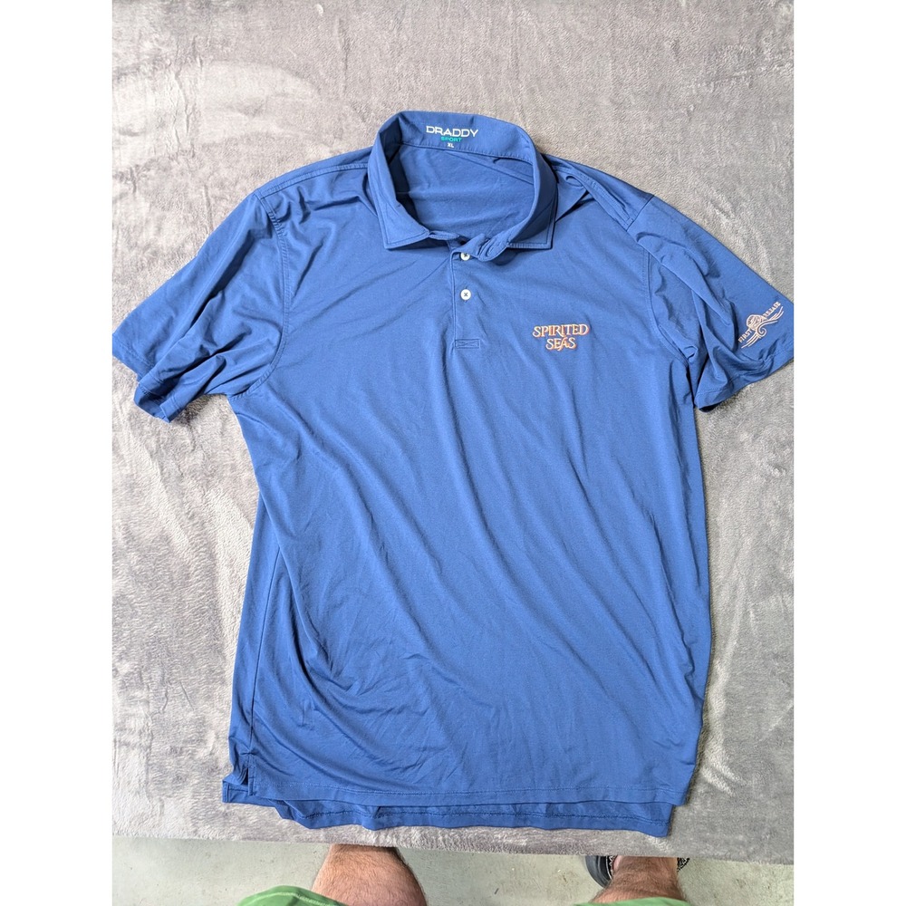 B. Draddy Sport Mens XL Blue Spirited Seas Performance Golf Polo Shirt USA